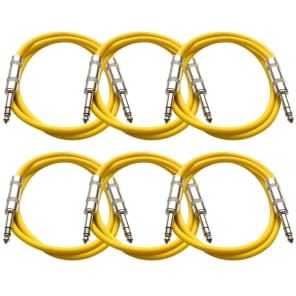 Seismic Audio SATRX-3YELLOW6 1/4" TRS Patch Cables - 3' (6-Pack)