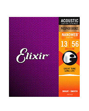 Elixir Strings 16102 Nanoweb Phosphor Bronze Acoustic Guitar Strings -.013-.056 Medium image 1