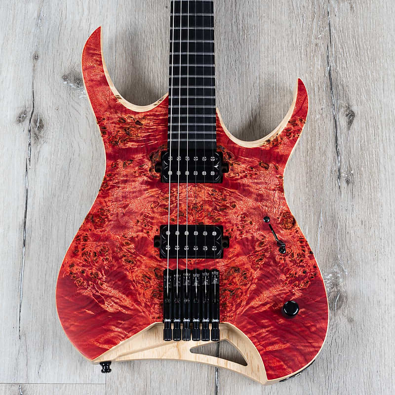 Mayones Hydra Elite 6 Headless Guitar, Ebony Fretboard, Antique Red image 1