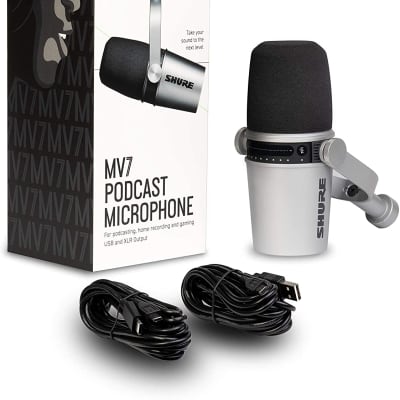 Shure MV7 USB/XLR Dynamic Podcast Microphone - Silver image 1