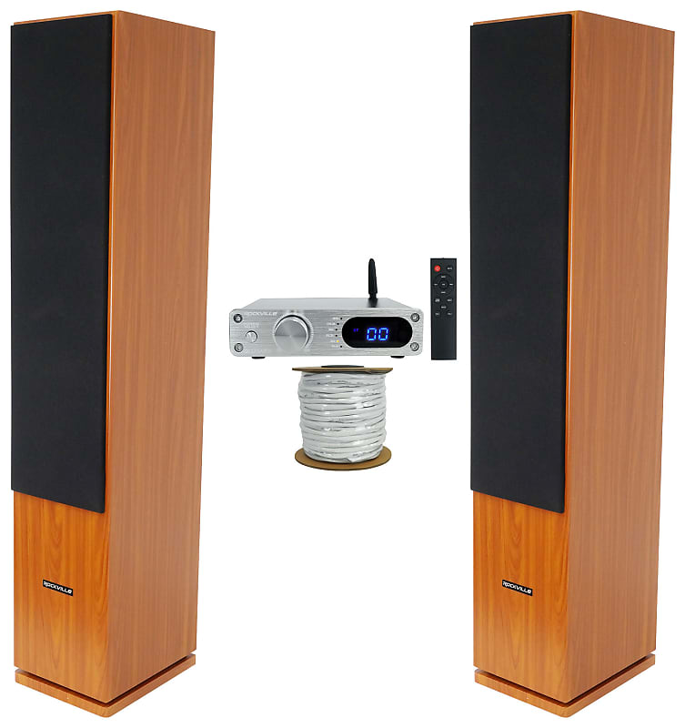 2 Rockville RockTower 64C Home Audio Tower Speakers+Bluetooth Reverb