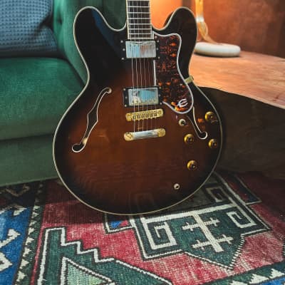 1989 Epiphone Sheraton Electric Guitar in Vintage Sunburst (Made in Korea, with OHC) image 1