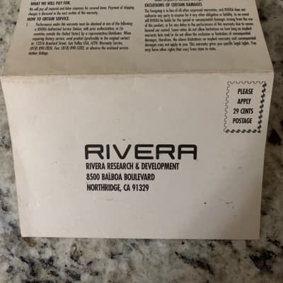 Rivera Warranty Card 80’s-90’s image 2