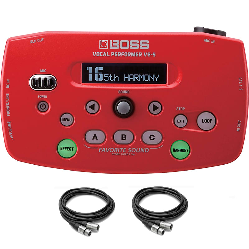 BOSS VE-5 Vocal Performer Effects Processor Looper Red + (2) 10ft ...