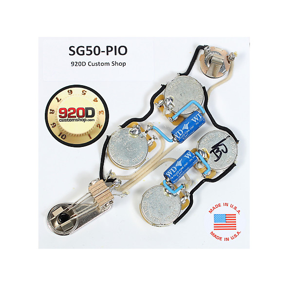 920D Custom Shop SG50-PIO SG Wiring Harness w/ CTS 500K Pots, PIO Caps image 1
