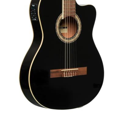 Stagg SCL60 TCE-BLK cutaway Acoustic-electric Classical Guitar w/ B-Band 4-band EQ, black image 2