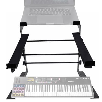 Rockville Dual Shelf Laptop+Controller Stand for M-Audio Code 61 Keyboard