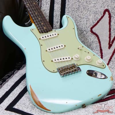 Fender Custom Shop 1962 Stratocaster Hand-Wound Pickups AAA Dark Rosewood Slab Board Relic Surf Green image 8