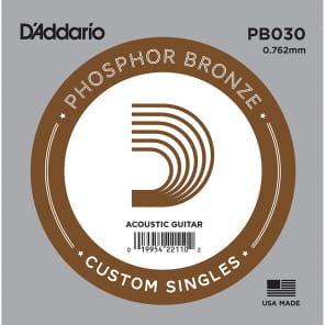 D'Addario PB030 Phosphor Bronze Wound Acoustic Guitar Single String .030