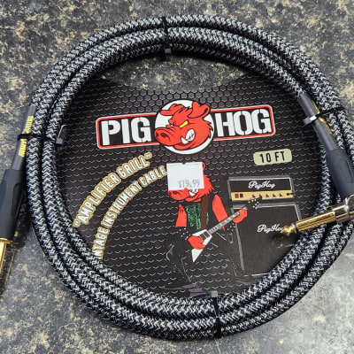 Pig Hog PCH10AGR 1/4" TS Straight to Right-Angle Instrument Cable - 10' 2010s - AMPGRILL image 1