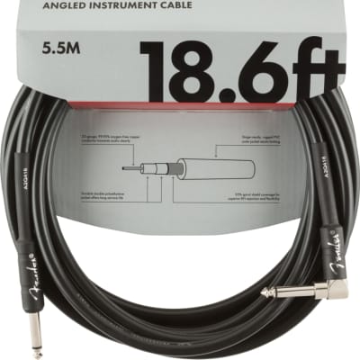 Fender 18.6' Professional Series Black Instrument Cable #0990820019-Strait/Angle image 1
