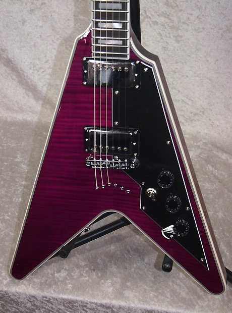 NEW! Schecter V-1 Custom 254 electric guitar in trans purple