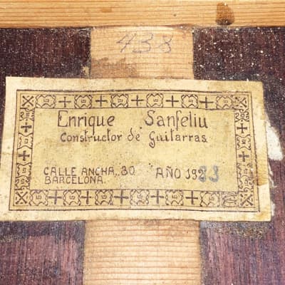 Enrique Sanfeliu 1933 "Pelegrino Torres" - rare and beautiful classical guitar - style of Enrique Garcia/Francisco Simplicio + video! image 12