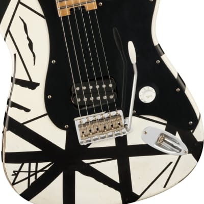 EVH Striped Series '78 Eruption 6-String Right-Handed Electric Guitar with Maple Fingerboard and Quartersawn Maple Neck (White with Black Stripes Relic) image 3