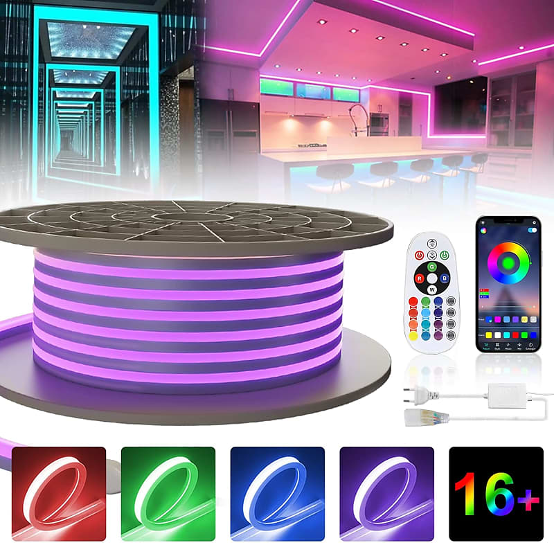 32.8Ft 10M Rgb Led Neon Light Strip Dimmbar With Bluetooth App