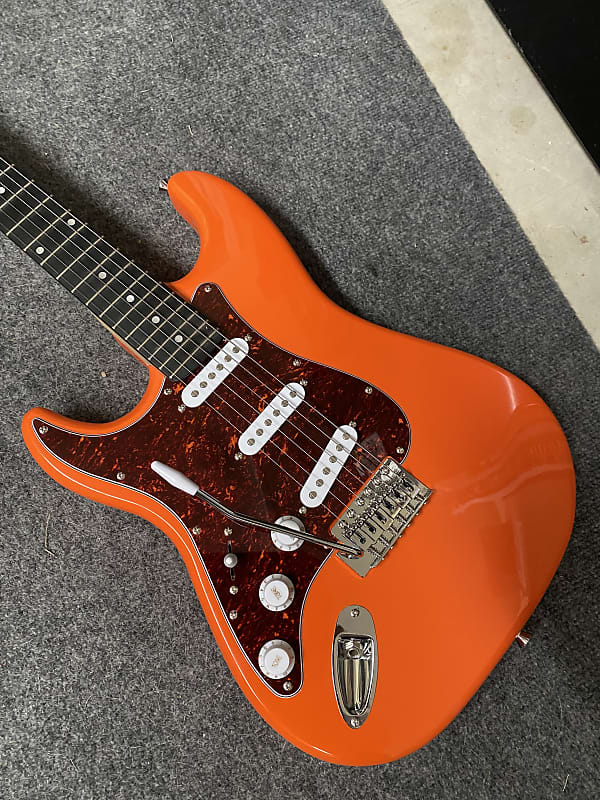 RW'S Lefty custom Guitars Beautiful Orange Strat. 22 fret neck play very Well  2020 Orange image 1