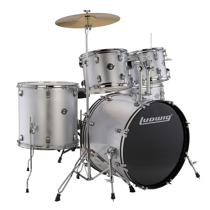 New Ludwig LC17015 Accent Fuse 5-Piece Drum Set, Silver Foil image 1