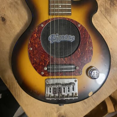 Pignose PGG-200 Vintage Sunburst Guitar, upgraded pickup image 6
