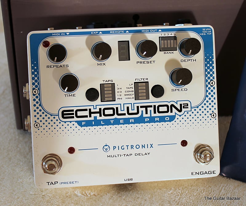 Pigtronix Echolution 2 Filter Pro Delay White and Blue Never Played 2017  New Old Stock Pedal