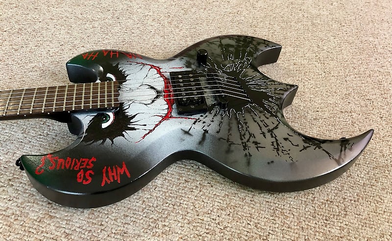 Handpainted Joker Batman Bat shape Brownsville Guitar | Reverb