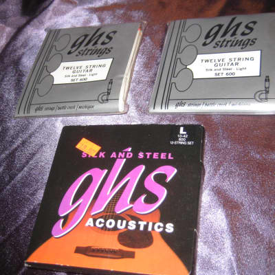 GHS Three (3)  Sets of Silk & Steel 12 String Guitar Strings # 600 image 1