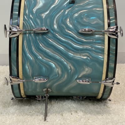 Gretsch 20/12/14/5.5x14" Progressive Jazz Round Badge Drum Set -  60's Aqua Satin Flame image 7