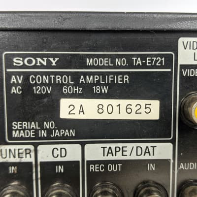 Sony TA-E721 Dolby Pro Logic Preamp / AV Stereo Control Amplifier - 1992 image 10