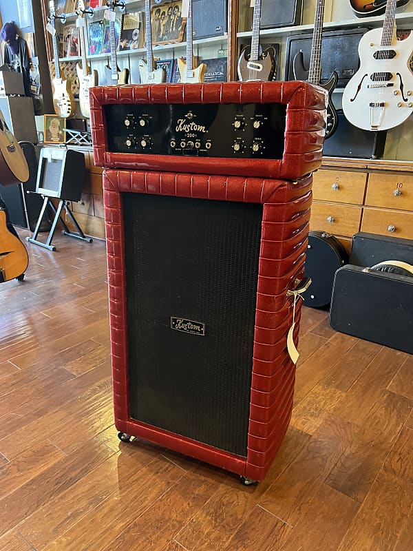 Kustom K200B 1 with Kustom by Ross 2x15 Cab Tuck and Roll Red Sparkle