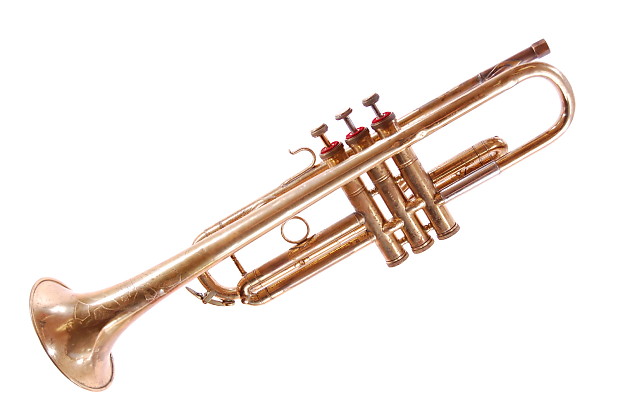 Vintage Carl Fischer National Brass Trumpet w Case Parts Repair Decor TRUM226