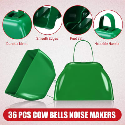 12 Pack Metal Cow Bells for Football Games, Blue Noise Makers, 3 x 2.8 x  2.5 in