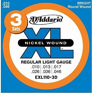 3 Sets of D'Addario EXL110 Nickel Wound Electric Guitar Strings (10-46) image 1