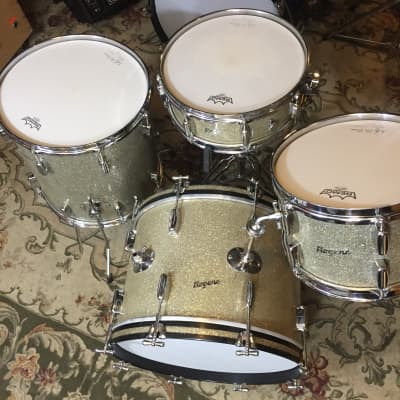 Vintage 1960s Rogers Holiday 4-Piece Drum Set w/ Bread & Butter Lugs in Silver Sparkle image 5