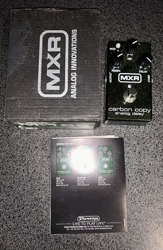 MXR M169 Carbon Copy Analog  Delay Green guitar effects pedal with original box and manual image 1