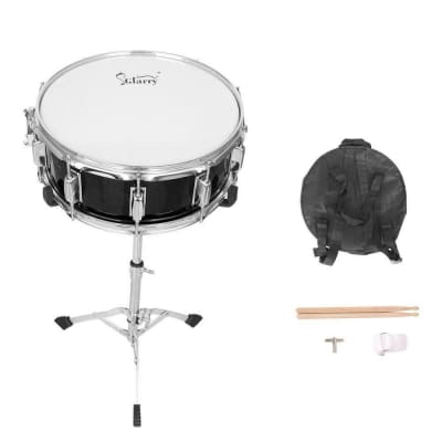 Glarry Snare Drum Poplar Wood Drum 14 x 5.5 2022 Black with Drumsticks Bag & Stand image 1