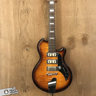 Supro Hampton Flame Maple Tobacco Burst Modded Lollar Alnico Mini Bucker image 2