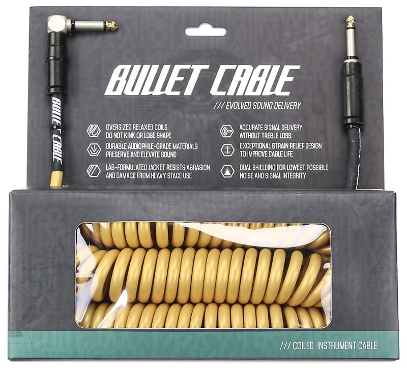 Bullet Cable VintageStyle Coil Guitar Cable Gold 30 Ft Reverb