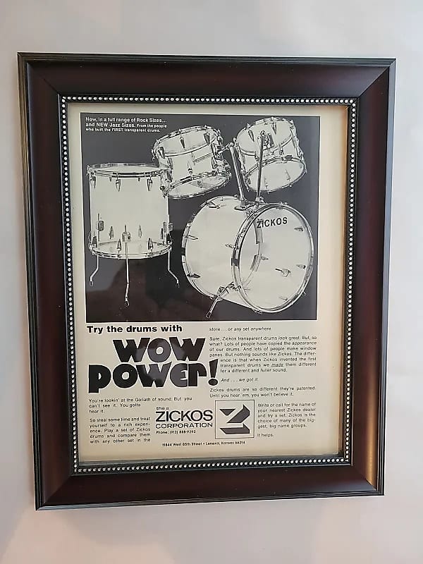 1973 Zickos Drums promotional Ad Framed Zickos Jazz Series Reverb