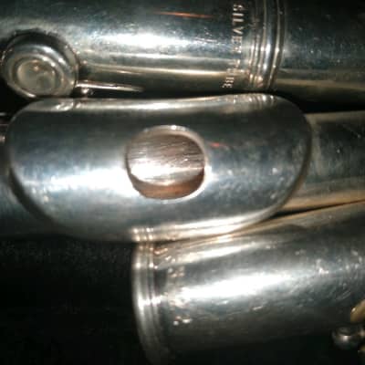 Selmer Signet Solid-Coin-Silver flute, Very Good (but ding lip-plate), case. USA image 2