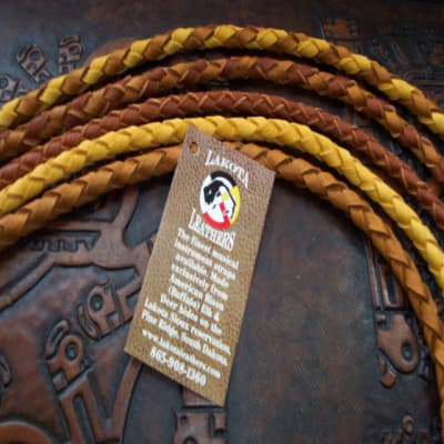 Lakota Leathers Round braided Mandolin Strap Round Braided CHOCOLATE image 1