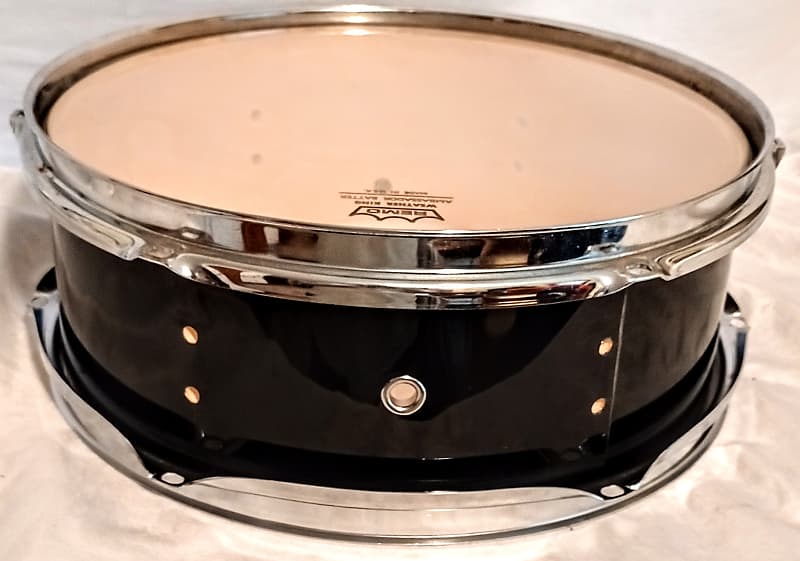 Unmarked Utility Snare Drum Shell 12  X 4.5" w/ hoops &batter head-PIANO BLACK WRAP image 1