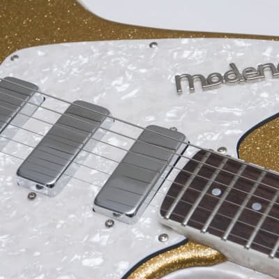 Italia Modena Classic Gold Sparkle Offset guitar Made in Korea w/ original gigbag image 10