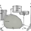 NEW IN BOXES! Vox Telstar Limited Edition Silver 4pc Drum Set with Hardware