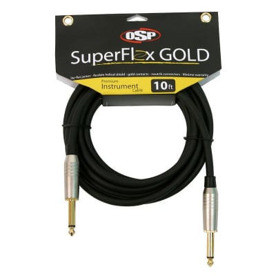 SuperFlex GOLD SFI-10SS Premium Instrument Guitar Cable 10' Length 1/4 inch plug image 1