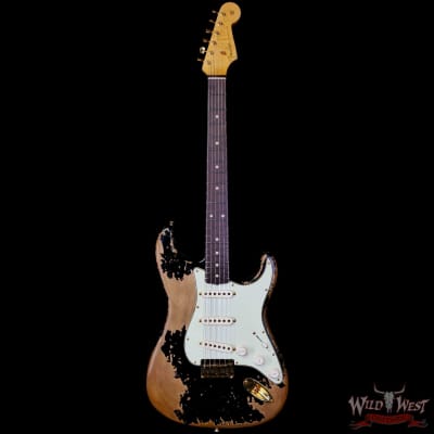Fender Custom Shop Wild West Guitars 25th Anniversary 1960 Stratocaster Hardtail Madagascar Rosewood Fretboard Heavy Relic Black 7.20 LBS image 3