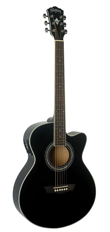Washburn EA12B Mini Jumbo Acoustic-Electric Guitar Black image 1