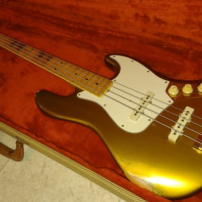 1981 Fender Collector's Series Gold Jazz Bass Player-Worn & Well-Played! With Tweed Case! Sweet Bass image 2
