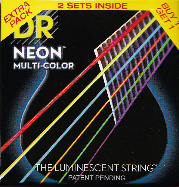 DR NMCA-2/11 Hi-Def Neon Acoustic Guitar Strings - Medium Light (11-50), Pack of 2 image 1