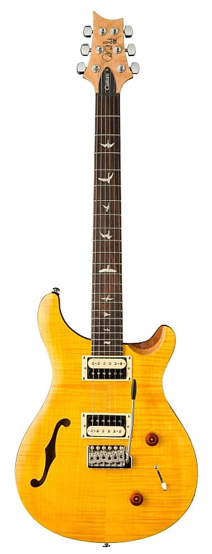 PRS CU2SH SE Custom 22 Semi-Hollow Electric Guitar in Santana Yellow with Gigbag image 1