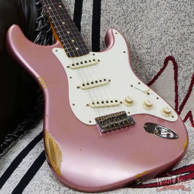 Fender Custom Shop 1959 Stratocaster AAA Rosewood Board Relic Faded Aged Burgundy Mist Metallic image 8