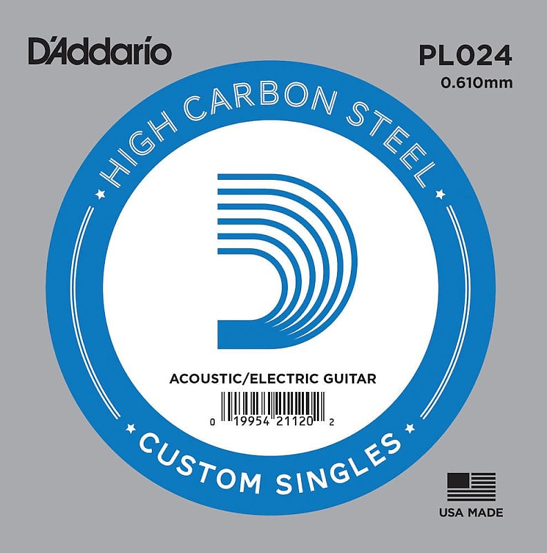 D'Addario D'Addario PL024 Plain Steel Guitar Single String, .024 image 1
